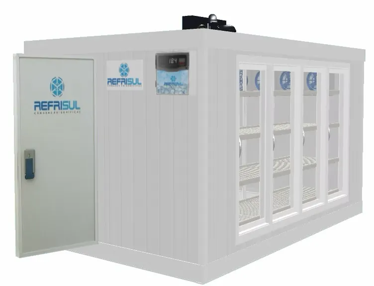 Câmara frigorífica Refrisul com portas de vidro e controlador digital